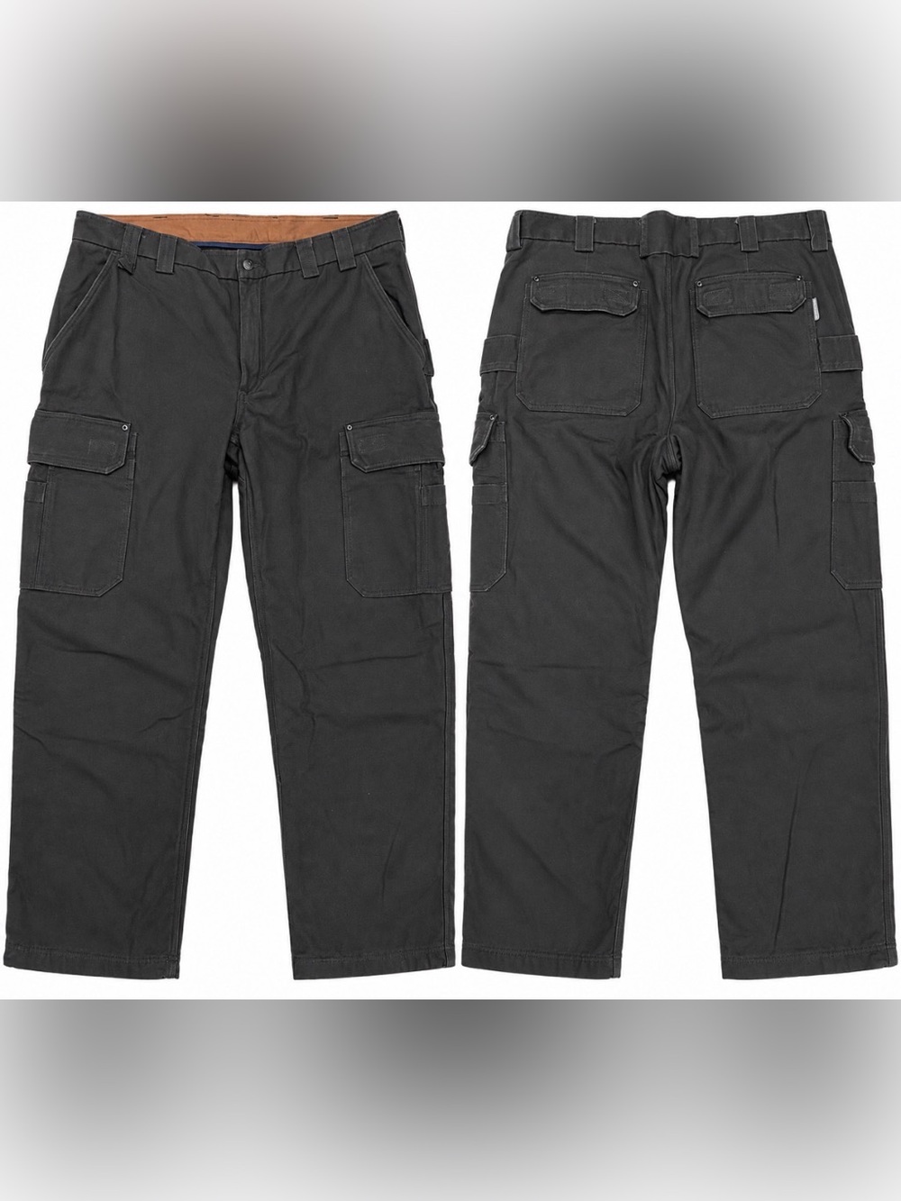 Duluth Trading Co Fire Hose Cargo Work Pants Men 40x30 Black 100% Cotton